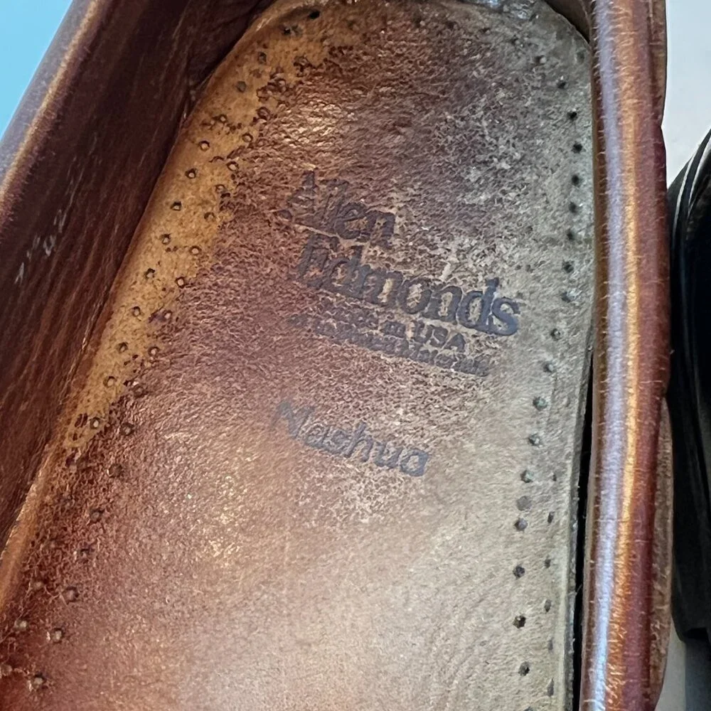 Allen Edmonds‎ Nashua Tassel Kiltie Leather Loafers Black Brown Shoes Mens 9.5 D